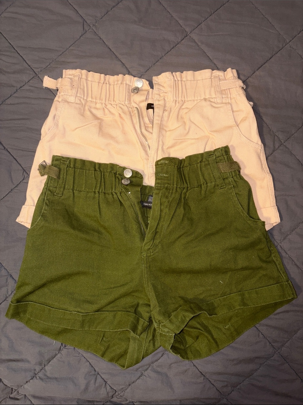 Forever 21 High Waist Shorts — Olive Green & Light Pink